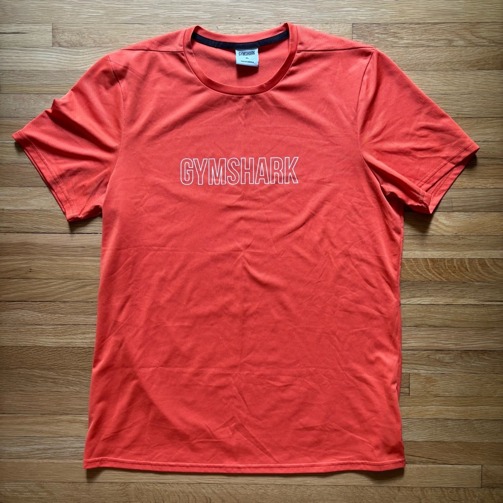Gymshark Apollo Men's Workout Training Shirt XL Orange Short Sleeve Run Fitness